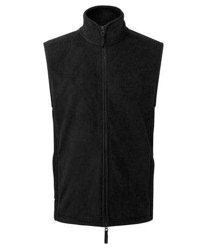 PR803 Artisan fleece gilet in Black with contrast trim and full-length two-way zipper for professional hospitality workwear.