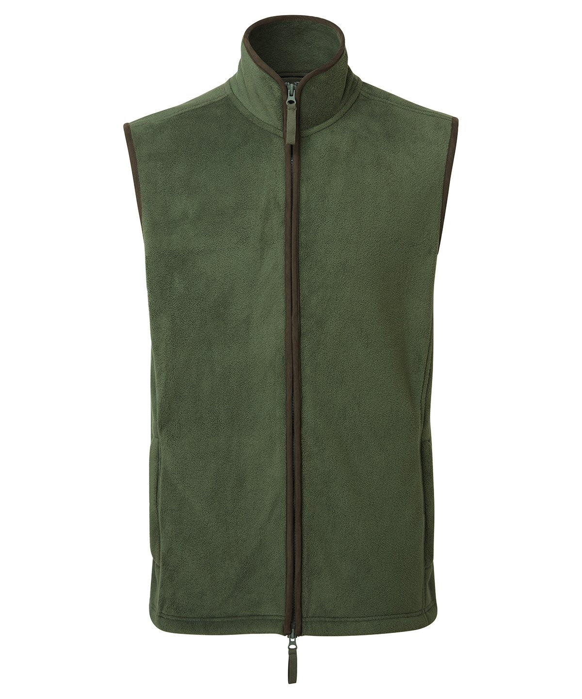 PR803 Artisan fleece gilet in Moss Green with contrast trim and full-length two-way zipper for professional hospitality workwear.