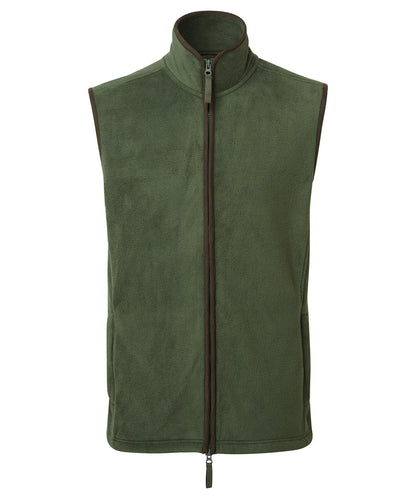 PR803 Artisan fleece gilet in Moss Green with contrast trim and full-length two-way zipper for professional hospitality workwear.