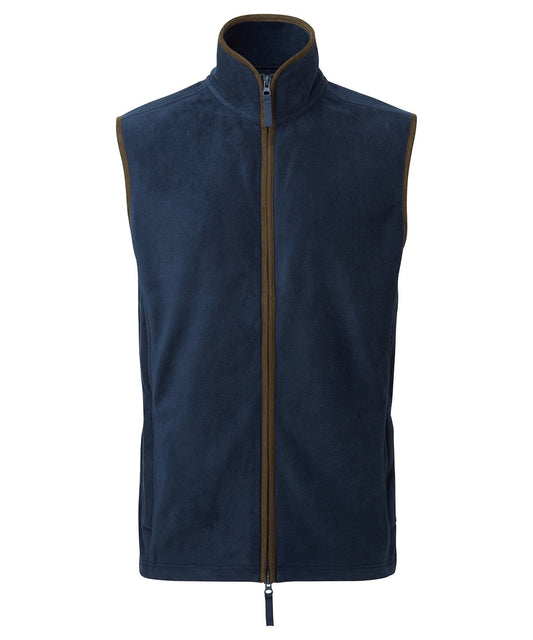 PR803 Artisan fleece gilet in Navy with contrast trim and full-length two-way zipper for professional hospitality workwear.