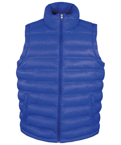 R193M Ice Bird padded gilet in Royal featuring a horizontal quilted design and full-zip front for outdoor warmth.