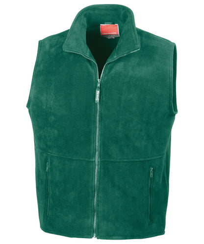 RE37A PolarTherm™ 330g/m² heavyweight fleece bodywarmer in Forest Green, featuring a dense thermal knit and full-zip front for maximum warmth.