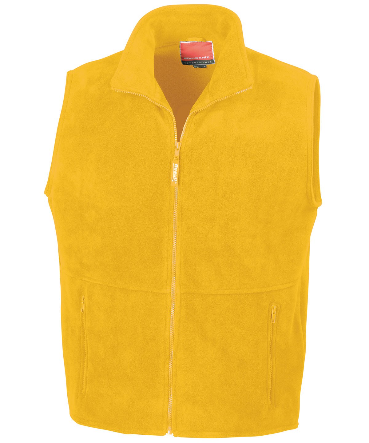 RE37A PolarTherm™ 330g/m² heavyweight fleece bodywarmer in Yellow, featuring a dense thermal knit and full-zip front for maximum warmth.
