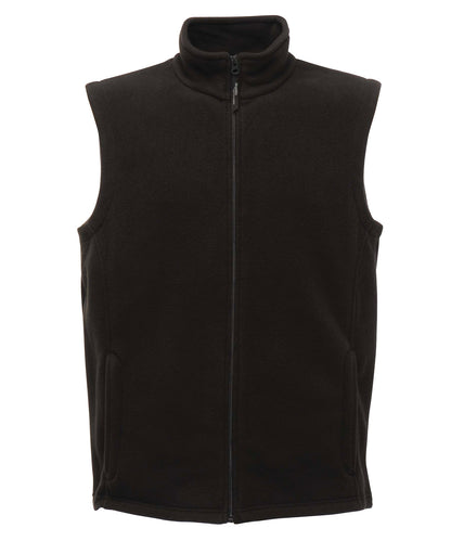 RG185 microfleece bodywarmer in Black featuring a full-zip front and lightweight anti-pill fabric for professional layering.
