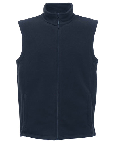 RG185 microfleece bodywarmer in Navy featuring a full-zip front and lightweight anti-pill fabric for professional layering.