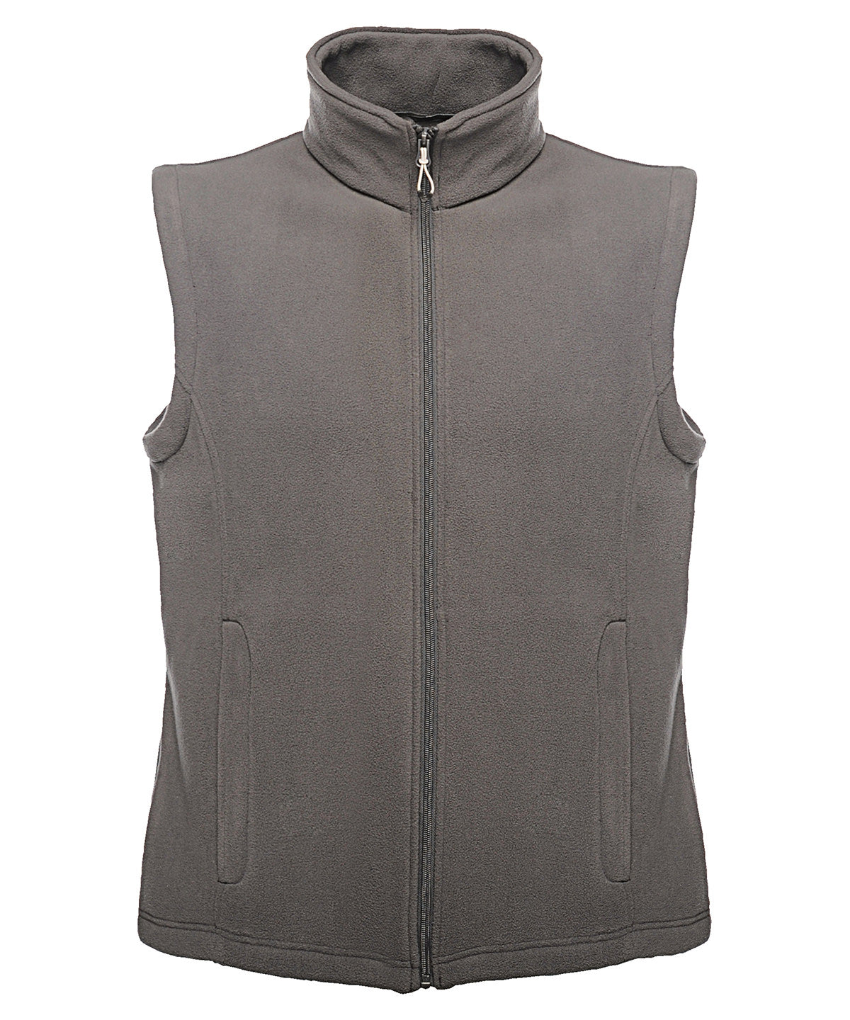 RG185 microfleece bodywarmer in Grey featuring a full-zip front and lightweight anti-pill fabric for professional layering.