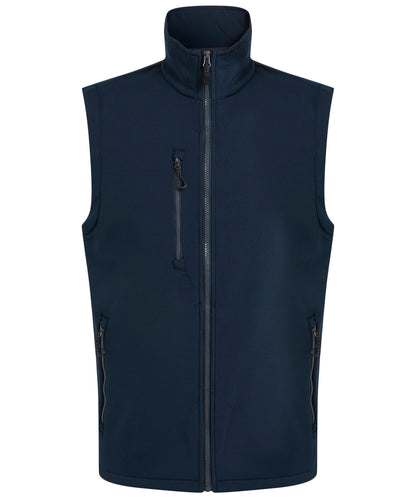RG595 Navigate 2-layer softshell bodywarmer in Navy/Seal showing the sleek woven fabric and athletic fit