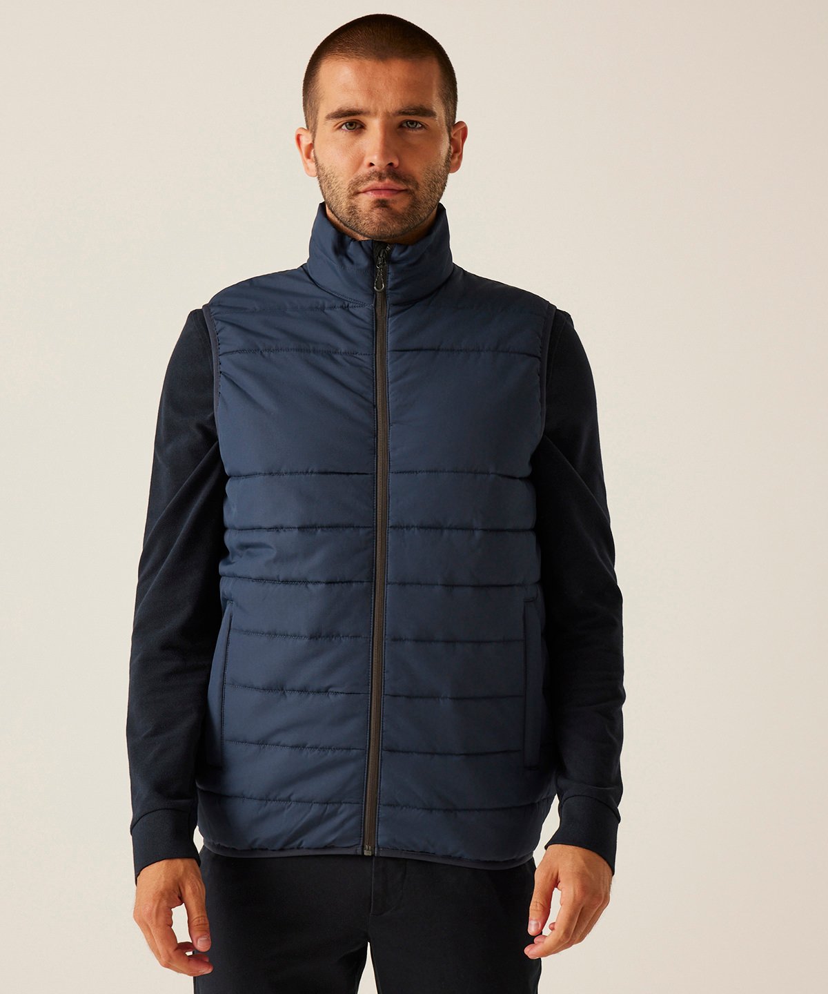 Detail view of the quilted insulation on the RG642 thermal gilet, showing the thick padding designed for maximum heat retention.