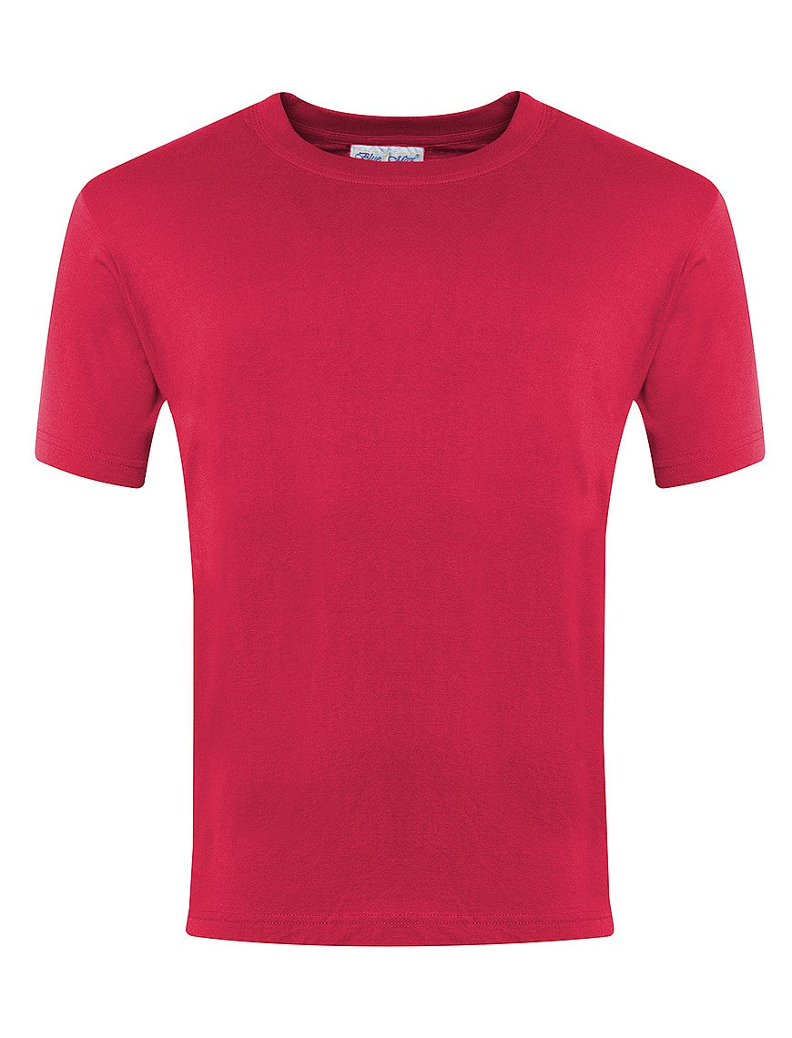 Plain T Shirt Crew Neck Red 2 3