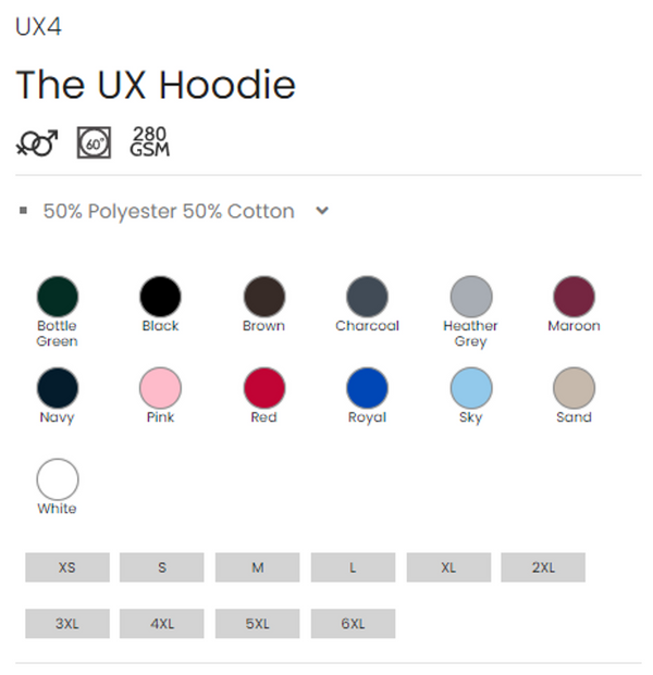 Uneek UX4 Classic Hoodie