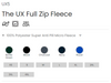 Uneek UX5 Full Zip Fleece