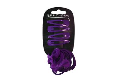 Bow Clips & Bobbles - Hair Accessories Set - Purple