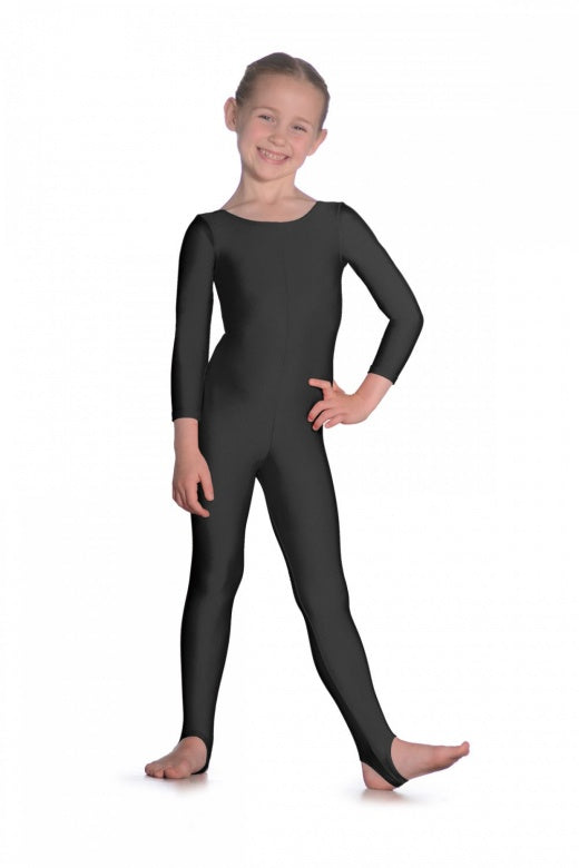 Long Sleeved Catsuit with Scooped Neck and Stirrups